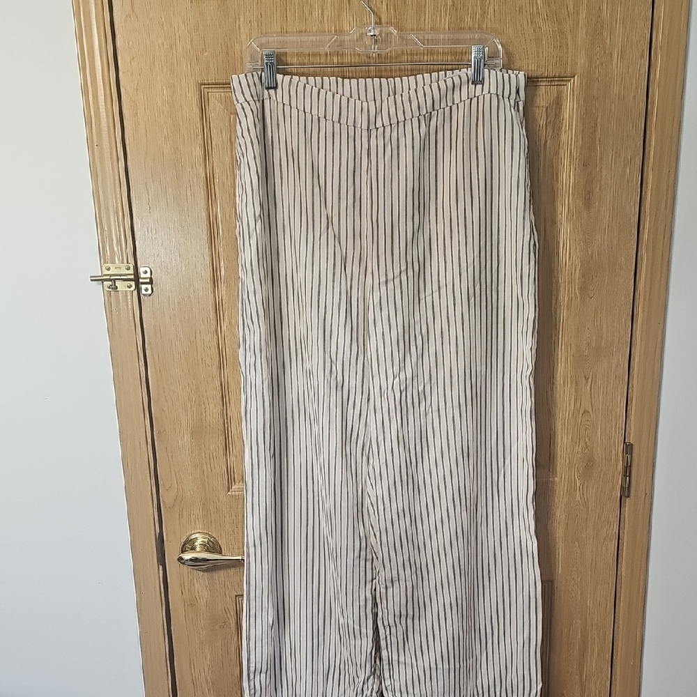 H&M Cream and Black Striped Wide Leg Pants